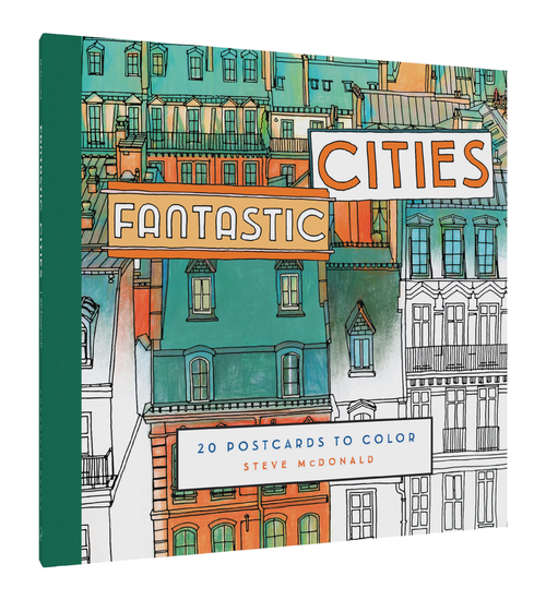 Fantastic Cities: 20 Postcards to Color