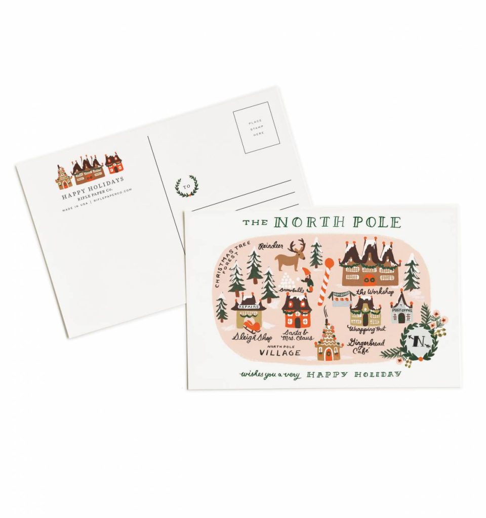 Rifle Paper Co. – North Pole Map Christmas Postcards Set