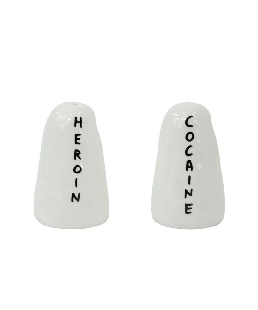 Heroin and Cocaine Salt & Pepper shaker by David Shrigley