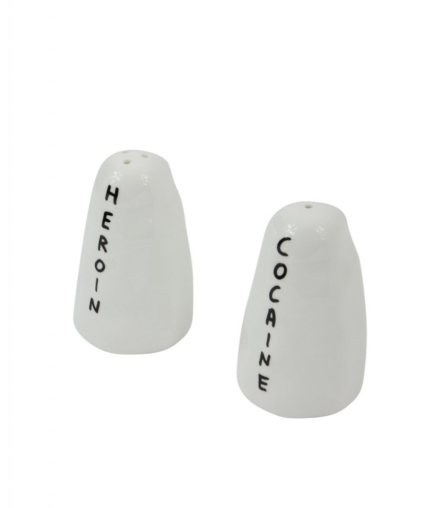 Heroin and Cocaine Salt & Pepper shaker by David Shrigley