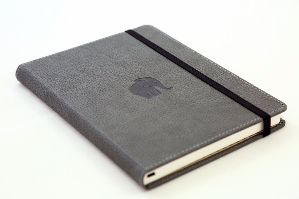 Dingbats* A5+ Wildlife Grey Elephant Notebook Dotted