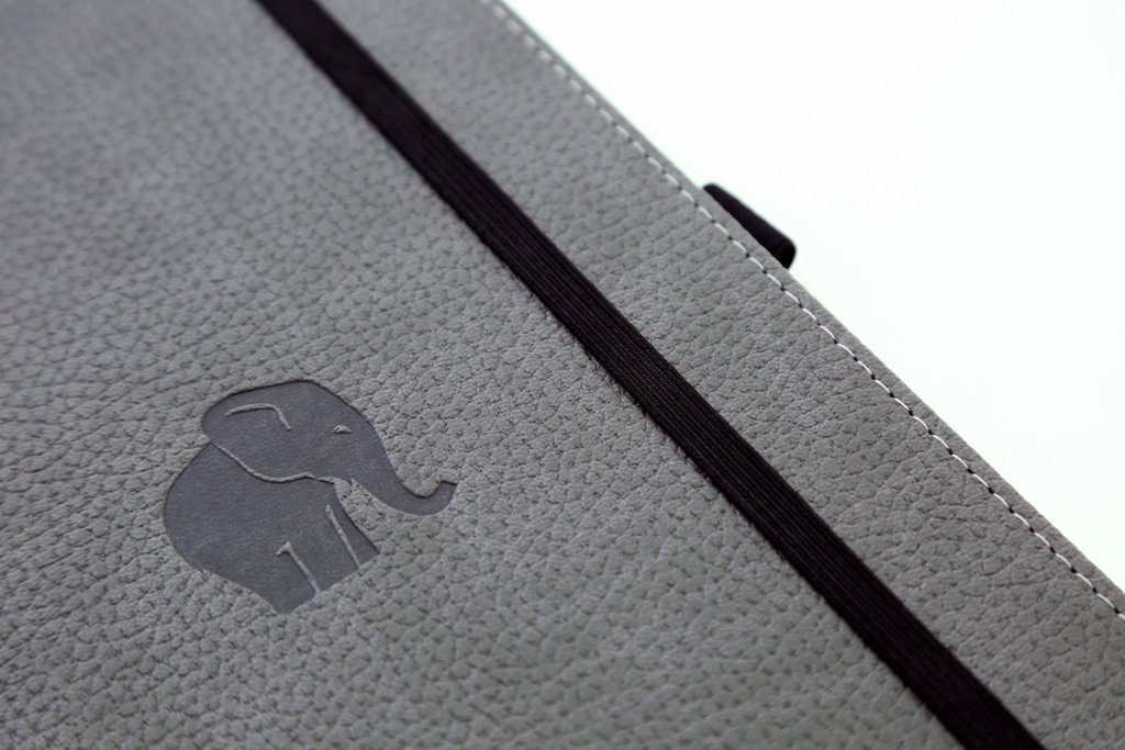 Dingbats* A5+ Wildlife Grey Elephant Notebook Dotted