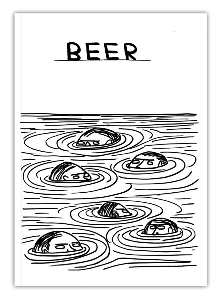 David Shrigley A6 Notebook – Beer Swimmers
