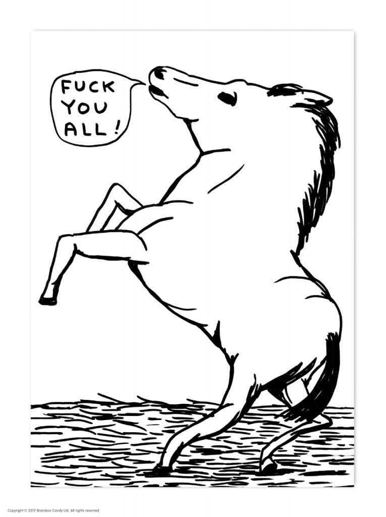 David Shrigley Postcard – Fuck You All Horse