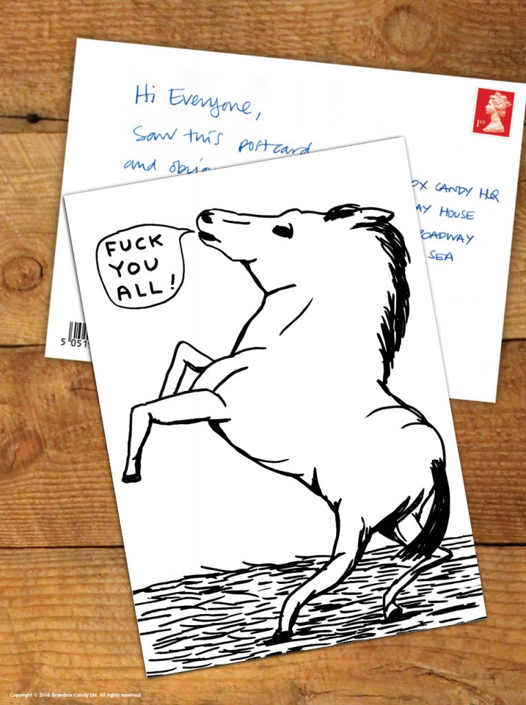 David Shrigley Postcard - Fuck You All Horse