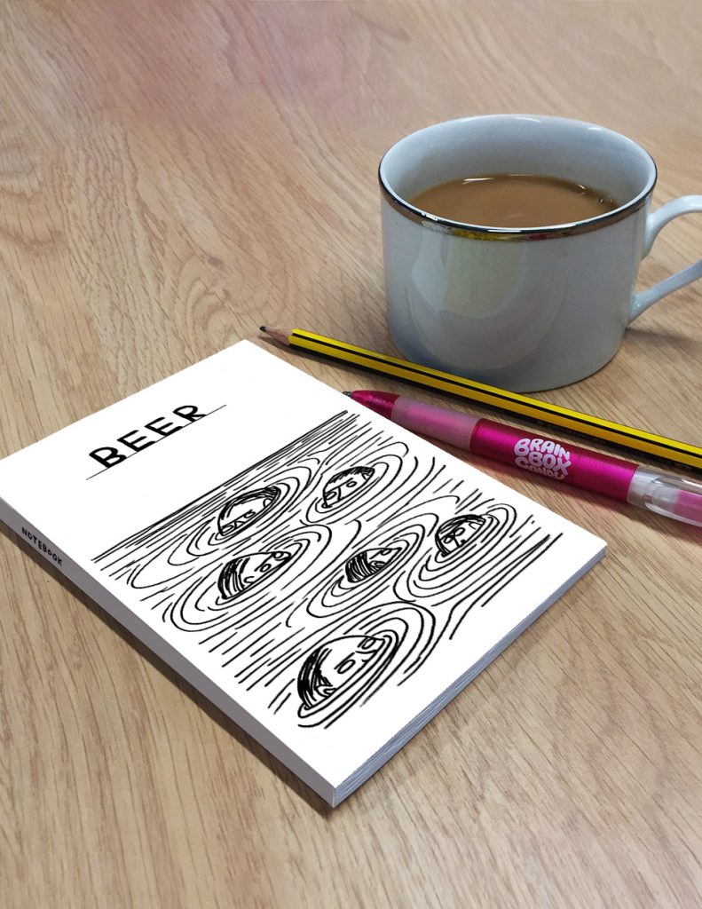 David Shrigley A6 Notebook - Beer Swimmers