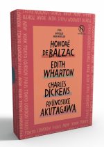 Presentask med stadsskildringar av Dickens, Wharton, Akutagawa & Balzac