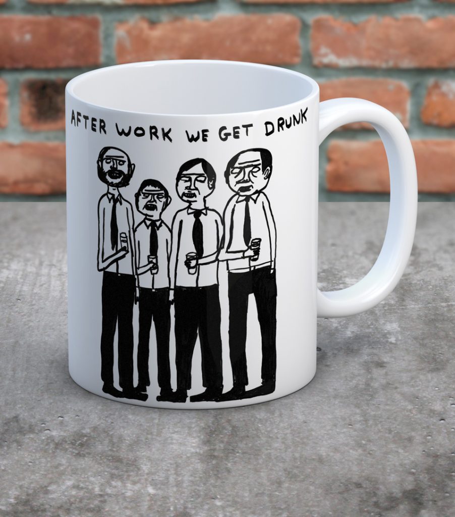 David Shrigley Boxed Mug – After Work We Get Drunk